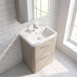Balterley Aldershawe 2 Drawer, Ceramic Basin, 600mm, Pebble Grey, Freestanding in Grey - thumbnail 2