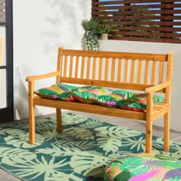 OHS 2 Seater Wood Garden Bench Outdoor Patio Rustic Chair Seat in Natural - thumbnail 1