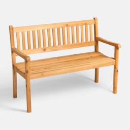 OHS 2 Seater Wood Garden Bench Outdoor Patio Rustic Chair Seat in Natural - thumbnail 4
