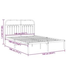 Berkfield Home Metal Bed Frame without Mattress with Headboard White 135x190cm - Size: 135x190 cm - thumbnail 8