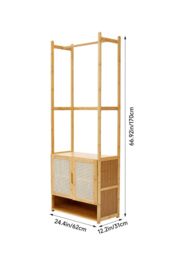 H&O Direct Freestanding Wooden Clothes Rack with Cabinet in Brown - thumbnail 6