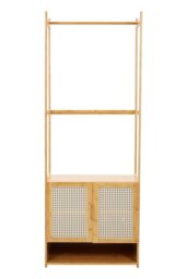 H&O Direct Freestanding Wooden Clothes Rack with Cabinet in Brown - thumbnail 3