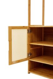 H&O Direct Freestanding Wooden Clothes Rack with Cabinet in Brown - thumbnail 5