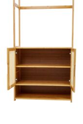 H&O Direct Freestanding Wooden Clothes Rack with Cabinet in Brown - thumbnail 4