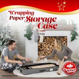 Christmas Village Premium Wrapping Paper Storage Bag - Grey - thumbnail 2