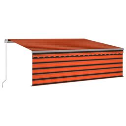 Berkfield Home Manual Retractable Awning with Blind&LED 4x3m Orange&Brown - thumbnail 2