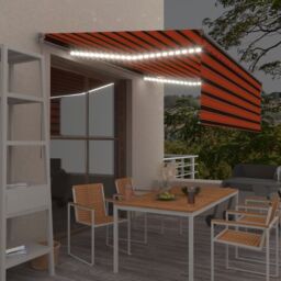 Berkfield Home Manual Retractable Awning with Blind&LED 4x3m Orange&Brown - thumbnail 1