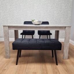 KOSY KOALA Dining Table with 2 Black Velvet Chairs & 1 Black Velvet Bench in Light Grey - thumbnail 5