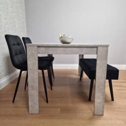 KOSY KOALA Dining Table with 2 Black Velvet Chairs & 1 Black Velvet Bench in Light Grey - thumbnail 4