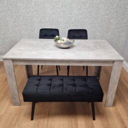 KOSY KOALA Dining Table with 2 Black Velvet Chairs & 1 Black Velvet Bench in Light Grey - thumbnail 6