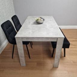 KOSY KOALA Dining Table with 2 Black Velvet Chairs & 1 Black Velvet Bench in Light Grey - thumbnail 3