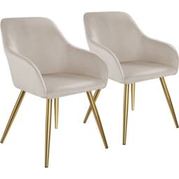 tectake Accent Chair Marilyn Set Of 2 - Taupe/Gold in Taupe - Size: 2 Pack