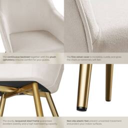 tectake Accent Chair Marilyn Set Of 2 - Taupe/Gold in Taupe - Size: 2 Pack - thumbnail 5