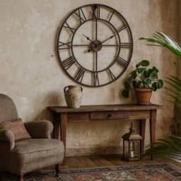 Wyld Haus Bronze Open Frame Wall Clock with Roman Numerals
