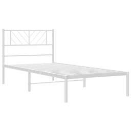 Berkfield Home Metal Bed Frame with Headboard White 90x190 cm Single - thumbnail 4