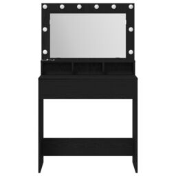 Berkfield Home Black Oak Dressing Table with LED Lights 79x41x135 cm - Size: 79 x 41 x 135 cm - thumbnail 4