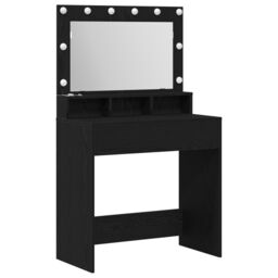 Berkfield Home Black Oak Dressing Table with LED Lights 79x41x135 cm - Size: 79 x 41 x 135 cm - thumbnail 2