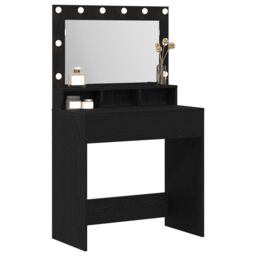 Berkfield Home Black Oak Dressing Table with LED Lights 79x41x135 cm - Size: 79 x 41 x 135 cm - thumbnail 3