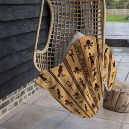 Benjamin Tate Design Eye Of Horus Pharaoh Flowers Pyramid Bird Ankh Blanket in Natural - Size: 120 cm x 150 cm - thumbnail 4