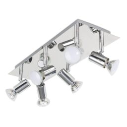 ValueLights Silver Ceiling Bar Spotlight With Warm White GU10 3000K Bulbs