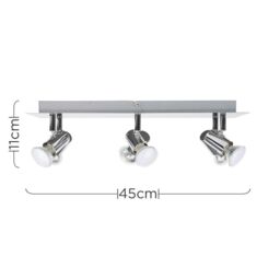 ValueLights Silver Ceiling Bar Spotlight With Warm White GU10 3000K Bulbs - thumbnail 5