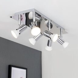 ValueLights Silver Ceiling Bar Spotlight With Warm White GU10 3000K Bulbs - thumbnail 4