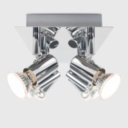 ValueLights Silver Ceiling Bar Spotlight With Warm White GU10 3000K Bulbs - thumbnail 3