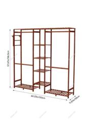 H&O Direct Wooden Clothes Rack Cabinet with Hooks in Brown - thumbnail 6
