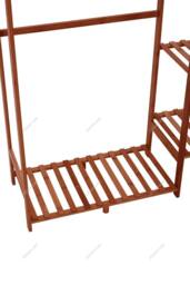 H&O Direct Wooden Clothes Rack Cabinet with Hooks in Brown - thumbnail 4