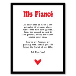 "Artery8 Love Poem Blue Eyes Fiancé Romantic Poetry Fun Framed Art Print in White - Size: W12"" x H16""" - thumbnail 1