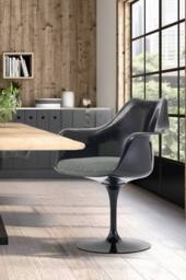 Fusion Living Black Tulip Armchair with Velveteen Cushion in Grey - thumbnail 1