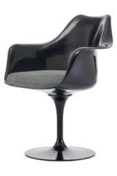 Fusion Living Black Tulip Armchair with Velveteen Cushion in Grey - thumbnail 2