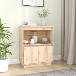 Berkfield Home Sideboard 60x34x75 cm Solid Wood Pine in Brown - Size: 60 x 34 x 75 cm - thumbnail 1