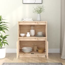 Berkfield Home Sideboard 60x34x75 cm Solid Wood Pine in Brown - Size: 60 x 34 x 75 cm - thumbnail 3