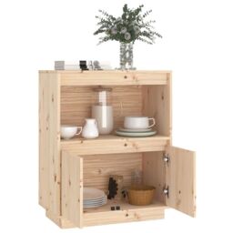 Berkfield Home Sideboard 60x34x75 cm Solid Wood Pine in Brown - Size: 60 x 34 x 75 cm - thumbnail 4