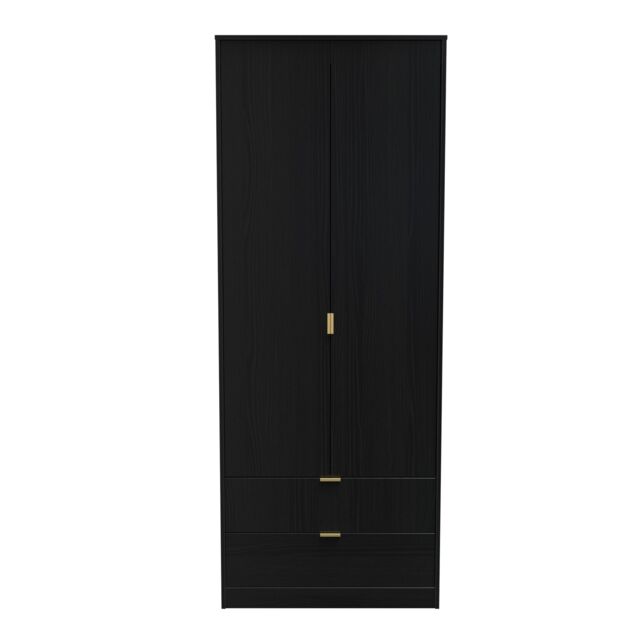 Ready Assembled 2 U Fuji 2 Door 2 Drawer Wardrobe (Ready Assembled) in Black - image 1