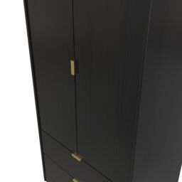 Ready Assembled 2 U Fuji 2 Door 2 Drawer Wardrobe (Ready Assembled) in Black - thumbnail 4
