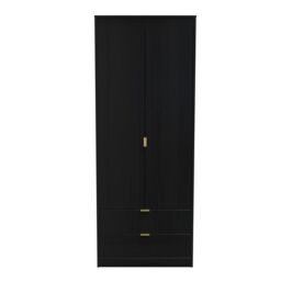 Ready Assembled 2 U Fuji 2 Door 2 Drawer Wardrobe (Ready Assembled) in Black - thumbnail 1