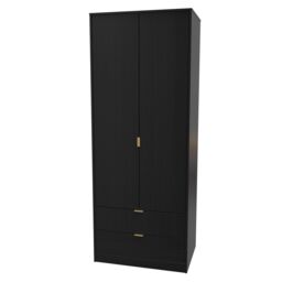Ready Assembled 2 U Fuji 2 Door 2 Drawer Wardrobe (Ready Assembled) in Black - thumbnail 3