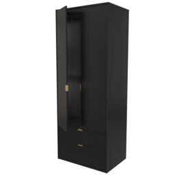 Ready Assembled 2 U Fuji 2 Door 2 Drawer Wardrobe (Ready Assembled) in Black - thumbnail 5