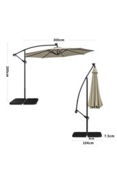 Living and Home Outdoor 32 LED Lighted Patio Umbrella with Crank Lift System, 2 Bases Set in Beige - thumbnail 6