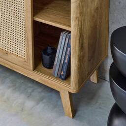 sweeek 150cm sideboard with wood & cane effect, 2 sliding doors in Brown - thumbnail 5