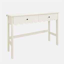 OHS Scalloped Dressing Table 2 Drawer Vanity Makeup Desk in Cream - thumbnail 3