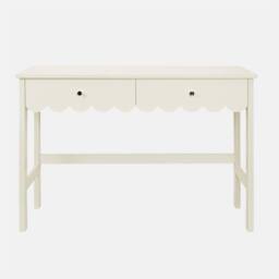 OHS Scalloped Dressing Table 2 Drawer Vanity Makeup Desk in Cream - thumbnail 2