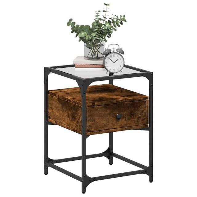 Berkfield Home Decorative Bedside Cabinet Smoked Oak 40x40x55 cm Engineered Wood in Brown - Size: 40 x 40 x 55 cm - image 1