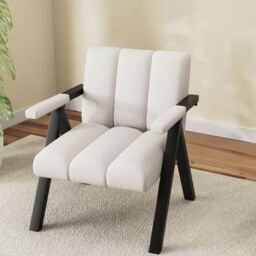 Gymax Oversized Accent Chair Comfy Reading Chair Armchair With Metal Frame in White - thumbnail 2