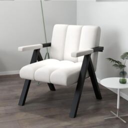 Gymax Oversized Accent Chair Comfy Reading Chair Armchair With Metal Frame in White - thumbnail 3