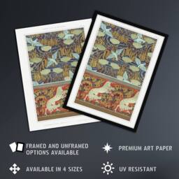 "Artery8 Kingfisher Bird & Horse Pattern Vintage Wall Art Print Verneuil - Size: W12"" x H16""" - thumbnail 2