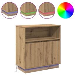 Berkfield Home Sideboard with LED Artisan Oak 71x34, 5x75 cm Engineered Wood in Brown - thumbnail 4