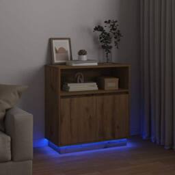 Berkfield Home Sideboard with LED Artisan Oak 71x34, 5x75 cm Engineered Wood in Brown - thumbnail 6